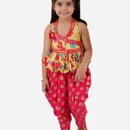 TWISHA Kids Yellow & Pink Floral Print Top Set-image-49