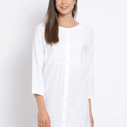 Oxolloxo White Cotton Regular Fit Tunic-image-85