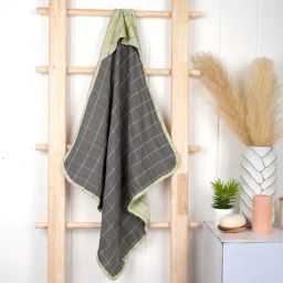 Doctor Towels Banana Double Cloth Checks Green 380 GSM Viscose Bath Towel-image-61