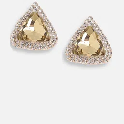 DressBerry Gold-Plated Artificial Stones Studded Triangular Shaped Studs image 2