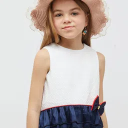 One Friday Girls Self Design Bow Detail Ruffled Peplum Top-picture-13