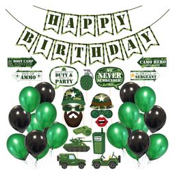 Zyozi Army Theme Selfie Props Military Photography Backdrop Decorations Green - Pack of 39-image-94