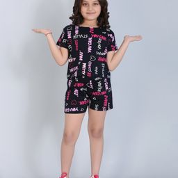 Ninos Dreams Half Sleeves Text Printed Night Suit  - Navy Blue-image-42
