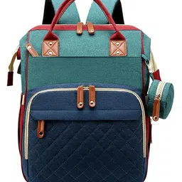 House of Quirk Diaper Bag Maternity Backpack  Baby Girl Boy Diaper Bag for Dad Mom with 16 Pockets Unisex Large Diaper Bag for Travel - Green and Blue-picture-6