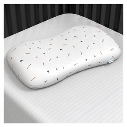 Cherilo Contour Shaped Memory Foam Pillow Fancy Triangles Pattern - White-17