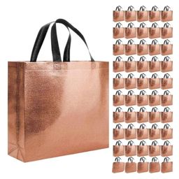 Evafly Gift Bags Medium Pack Of 50 Reusable Non-Woven Shiny Metallic Laminated Tote Bag. Copper-picture-27
