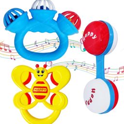 FunBlast Colourful Attractive Sound Rattles for Babies  3 Pcs Multicolor-28