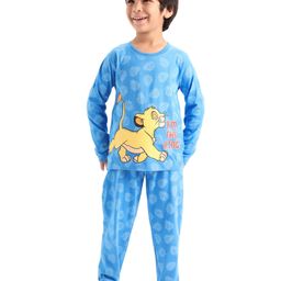 Babyhug Disney Single Jersey Knit Full Sleeves The Lion King Graphics Night Suit - Blue-image-65