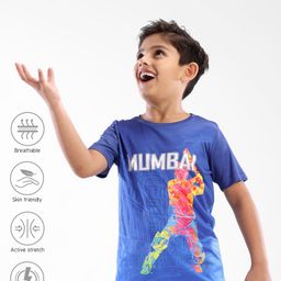 Pine Active Half Sleeves High Stretch IPL Mumbai Team Jersey T-Shirt - Multicolour-image-68