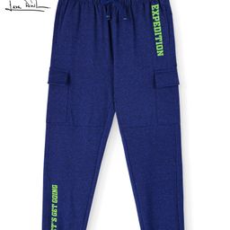 Aria Cotton Grindle Looper Knit Full Length Text Printed Stretchable Jogger Pants - Navy Blue-picture-14