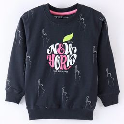 Doreme Full Sleeves Sweatshirt Text Print - Blue-image-66