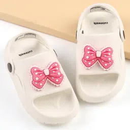 Cute Walk by Babyhug Clogs With Bow Applique - White-picture-4