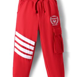 Honeyhap Premium100% Cotton Knit Full Length Lounge Pant with Bio Finish Brave Print - High Risk Red-image-77