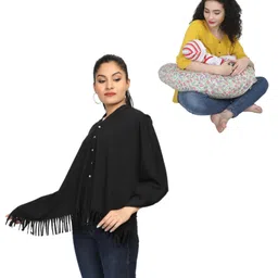 nene MultiPurpose Knitted Breastfeeding Shawl & Pillow Combo - Black-picture-8