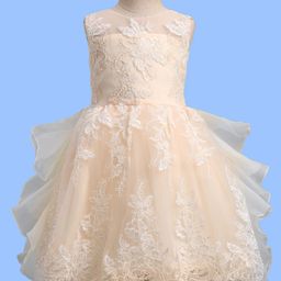 Mark & Mia Woven Sleeveless Party Dress With Floral Embroidery & Ruffle Detailing - Yellow-image-7