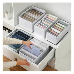 JD FRESH 10-Piece Set of Non-Woven Fabric Clothes Organizers for Wardrobe - White-picture-3