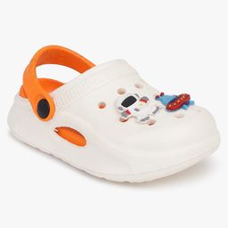 Superminis Space Theme Embellished Perforated Clogs - Orange & White-image-37