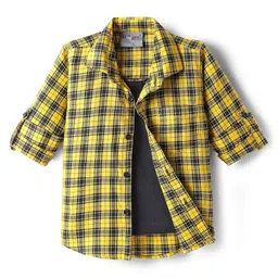 Dapper Dudes Full Sleeves Checked Shirt With Attached Tee - Yellow-picture-22
