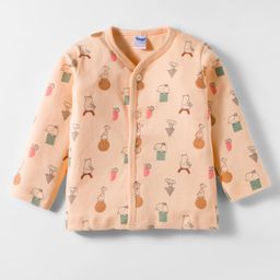 Tango Interlock Knit Full Sleeves Jhabla With Animal Print - Peach-picture-47