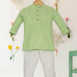 SAKA DESIGNS Boys Floral Embroidered Regular Kurta with Pyjamas-17