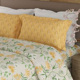 Boutique Living India Yellow Printed Cotton 200 TC King Bedsheet Set-2.74 m x 2.74-image-21