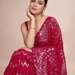 DIVASTRI Embellished Pure Georgette Saree-image-47