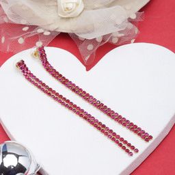 KPOP Gold Plated Rhinestone Contemporary Drop Earrings-image-10