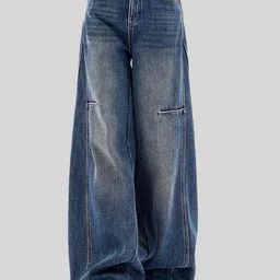 LULU & SKY Women Wide Leg Low-Rise Mildly Distressed Light Fade Jeans-picture-24
