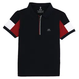 Status Quo Boys Solid Polo Collar Cotton T-shirt-image-90
