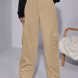 RAJOVATI Women Loose Fit Easy Wash Cargos Trousers-picture-3
