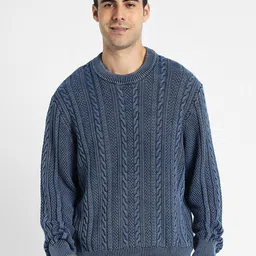 AMERICAN EAGLE OUTFITTERS Self Design Crew Neck Cotton Pullover Sweater-picture-35