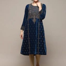 Biba Blue Printed A Line Kurta-image-48