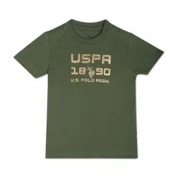 U.S. Polo Assn. Kids Olive Green Cotton Printed T-Shirt-picture-9