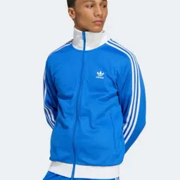 Adidas Originals Blue Slim Fit Striped Sports Jacket-picture-37