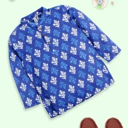 Kiddopanti Kids Indigo Blue Printed Cotton Kurta-picture-17