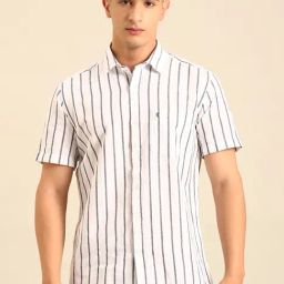 Cavallo by Linen Club White Linen Slim Fit Casual Shirt-image-91