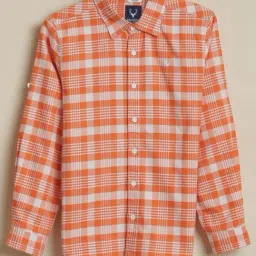 Allen Solly Boys Orange Cotton Slim Fit Chequered Shirt-picture-8