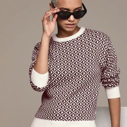 Roadster Geometric Printed Acrylic Pullover-6