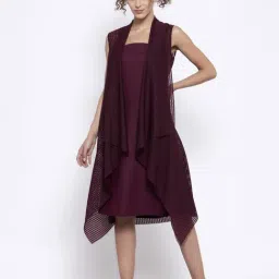 Lela Maroon Self Design Longline Shrug-13