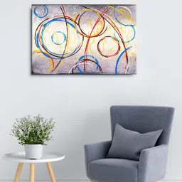 999store Multicolor Abstract Neon Framed Canvas Painting-10
