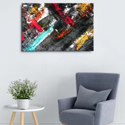 999store Multicolor Abstract Framed Canvas Painting-91