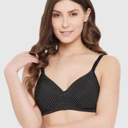 Clovia Black Striped Padded Bra-image-64
