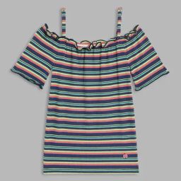 Blue Giraffe Kids Navy & Pink Cotton Striped Top-image-68