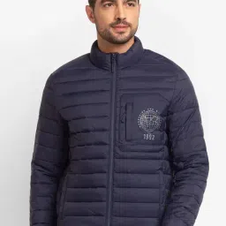 Spykar Navy Cotton Straight Fit Self Pattern Jacket-picture-48