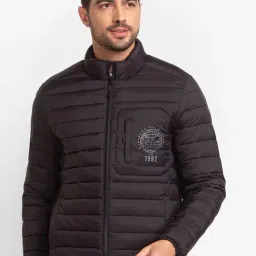 Spykar Black Straight Fit Self Pattern Jacket-17