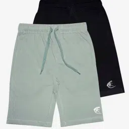 Kiddopanti Kids Black & Grey Solid Shorts (Pack Of 2)-image-102