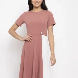 KASSUALLY Pink & White Relaxed Fit A Line Dress-image-44