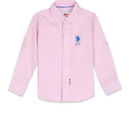 U.S. Polo Assn. Kids Light Pink Solid Full Sleeves Shirt-image-65