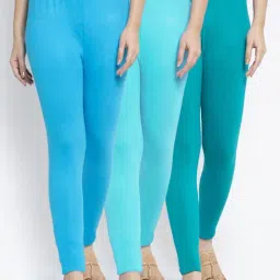 Gracit Blue Mid Rise Leggings - Pack Of 3-image-1