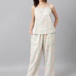 Fabindia Blue Cotton Printed Top Pyjama Set-image-14